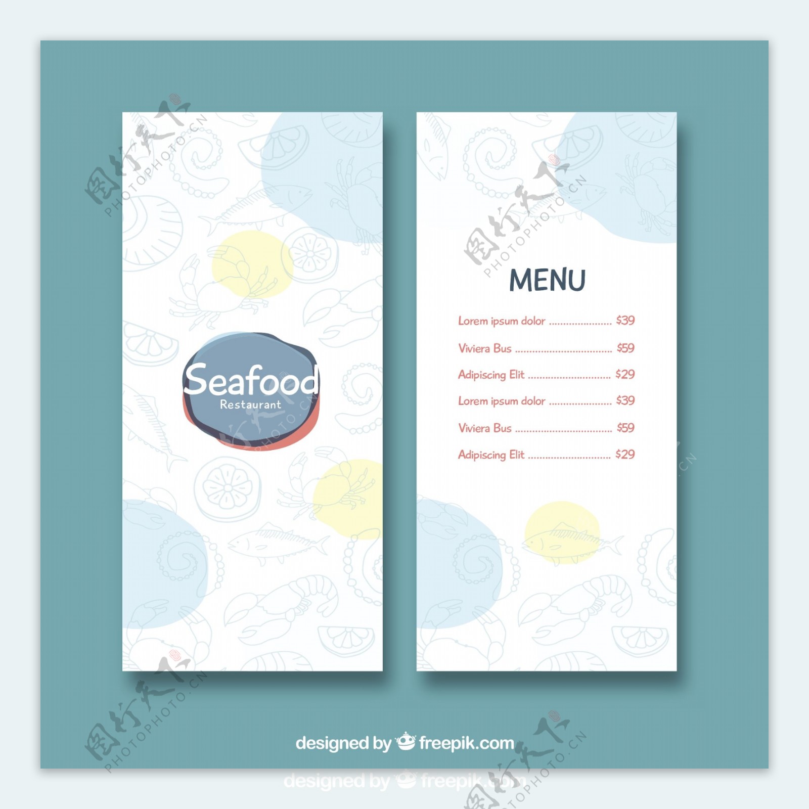 海鲜餐厅菜单模板