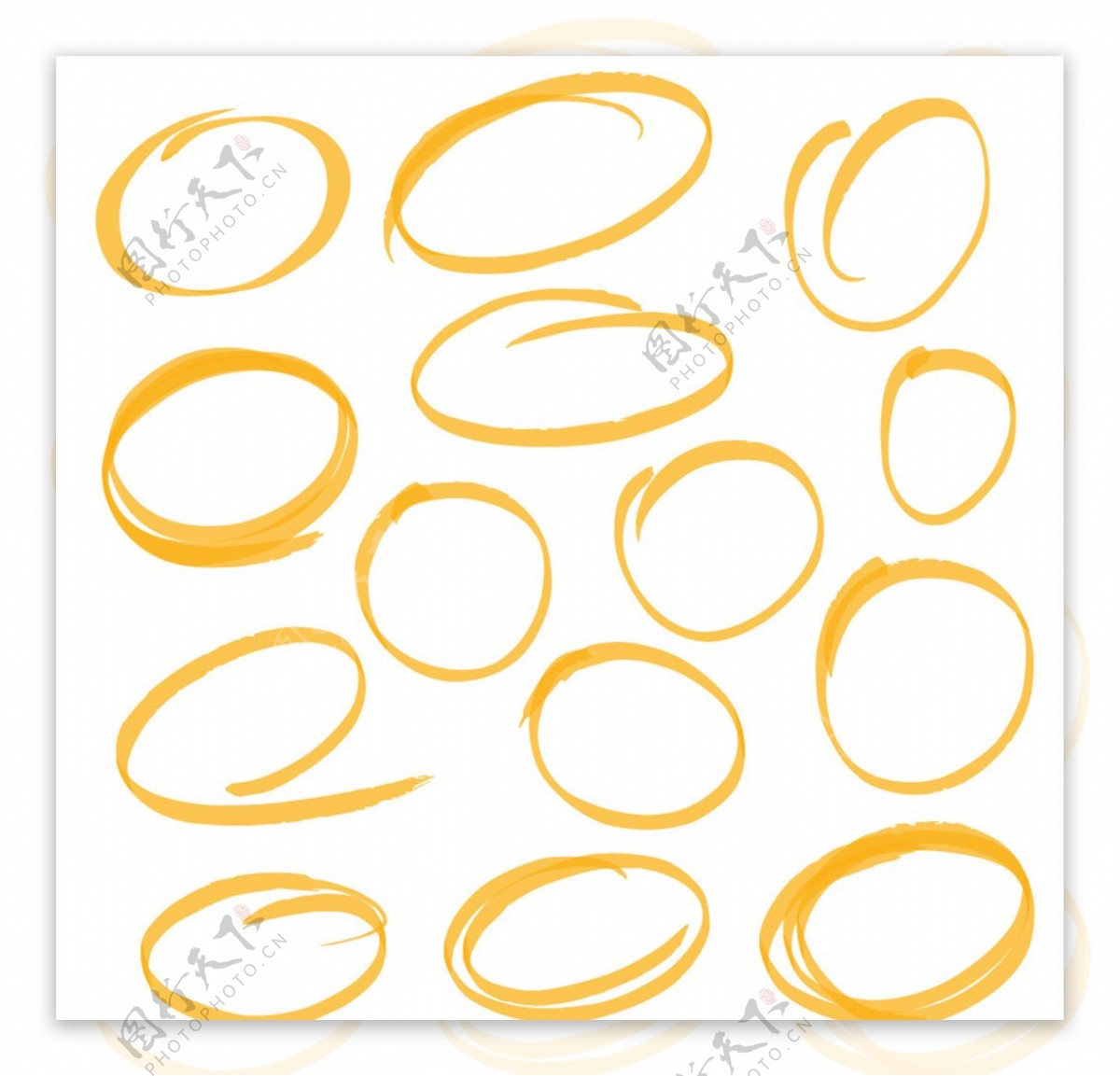 多款黄色圆形边框装饰矢量素材