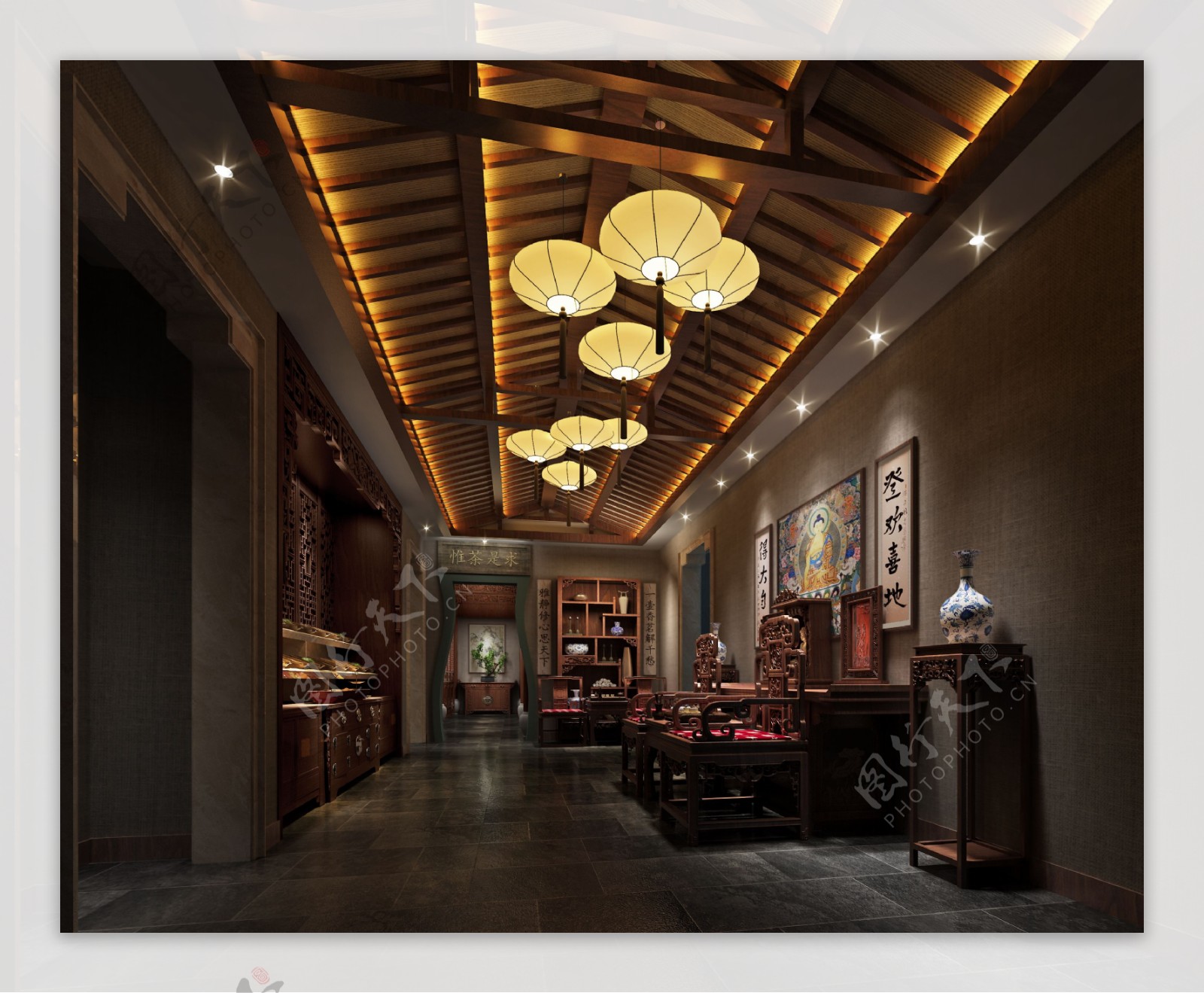 中国风古典茶餐厅装修实景图