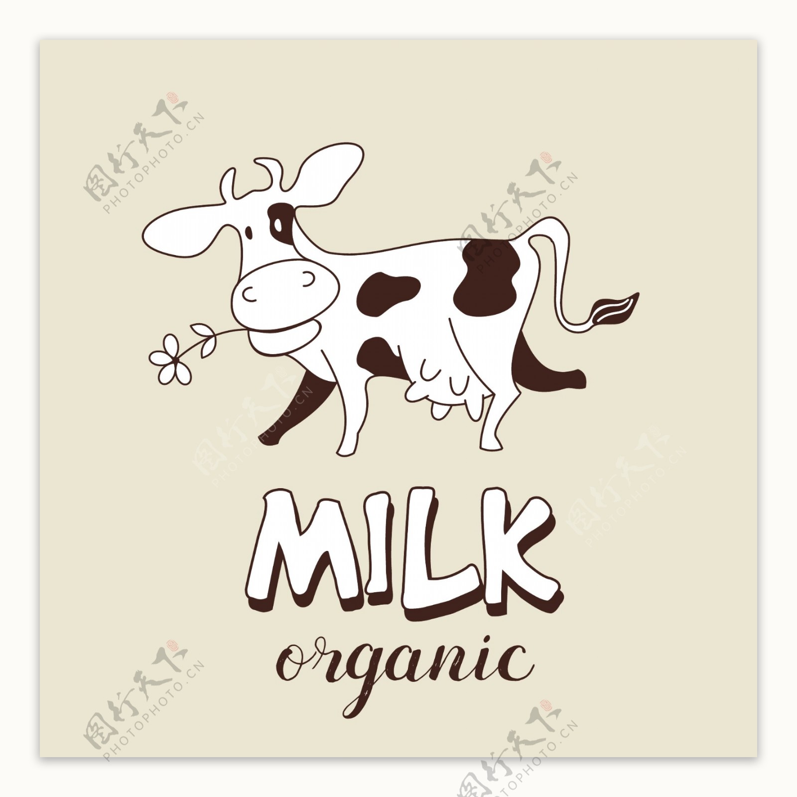 手绘可爱的牛奶插画