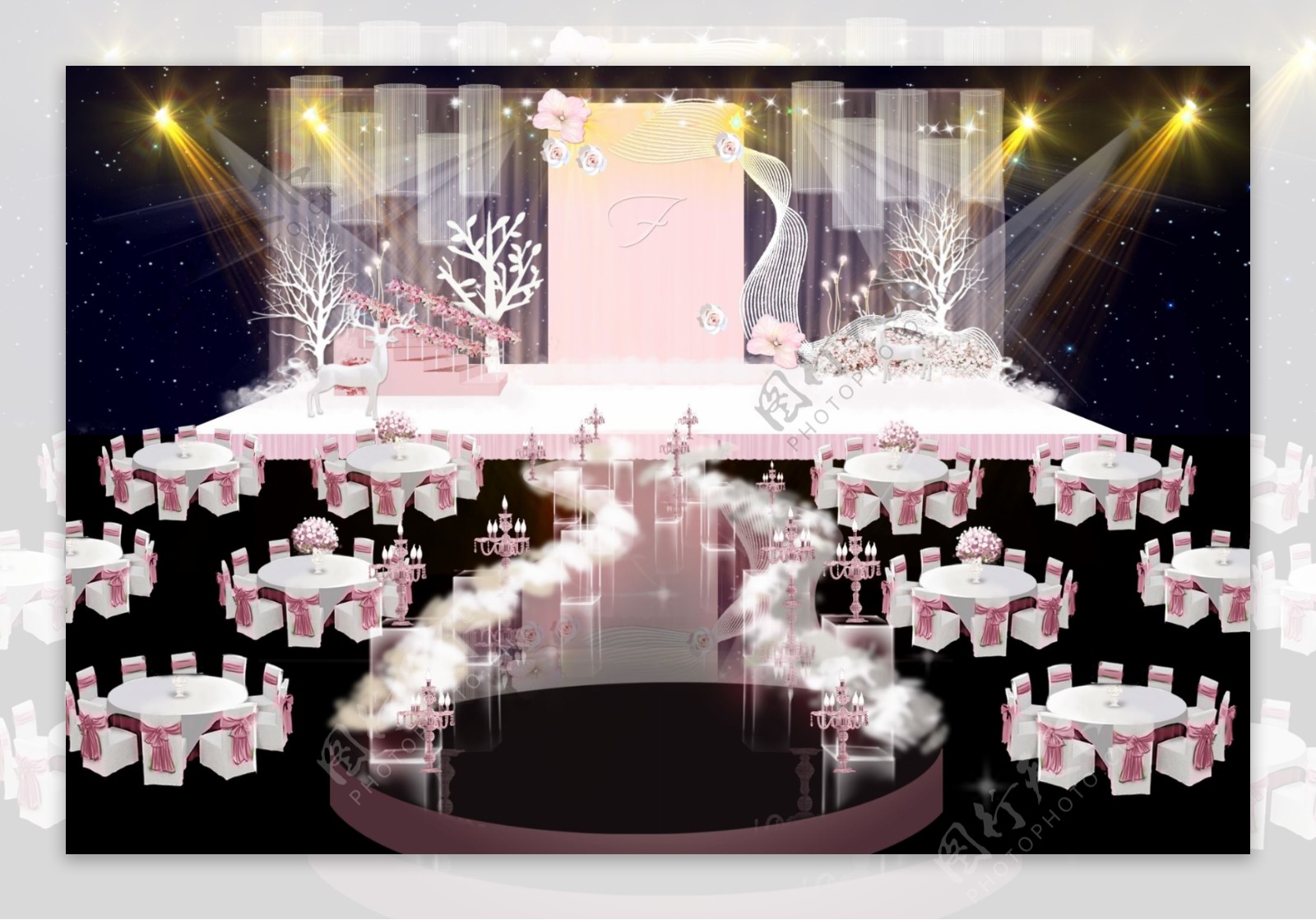 粉色婚礼效果图设计