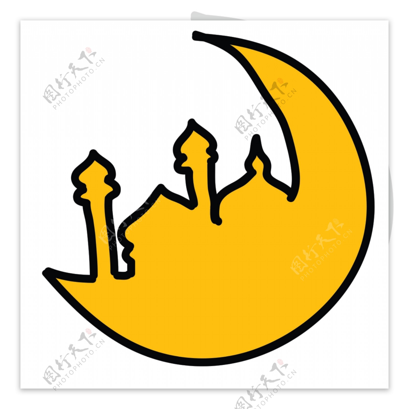 黄色网页UI月亮icon图标设计