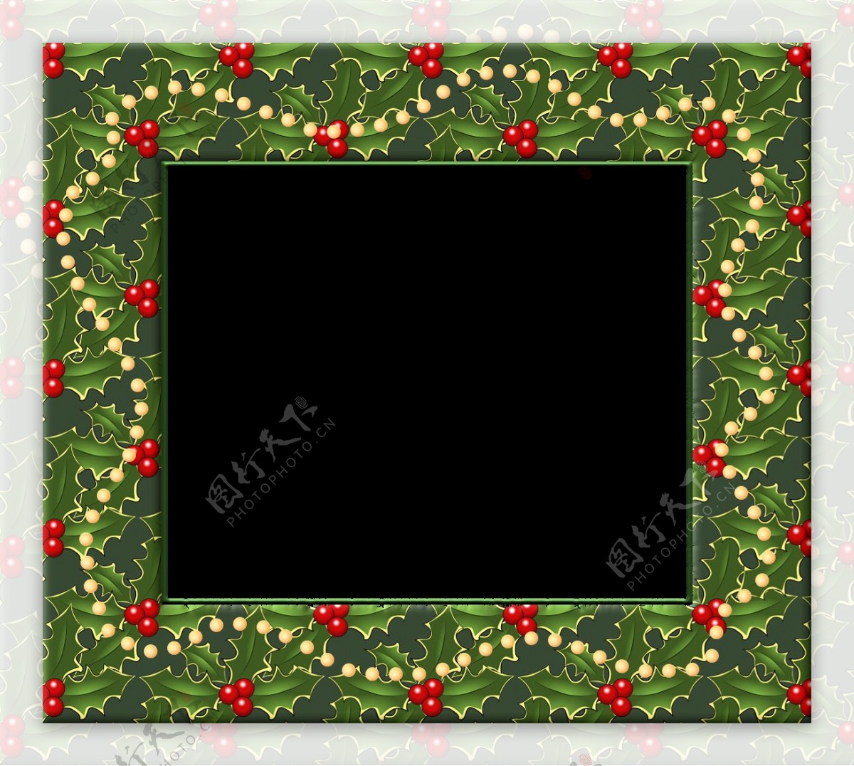 绿色方形圣诞边框免抠png透明素材