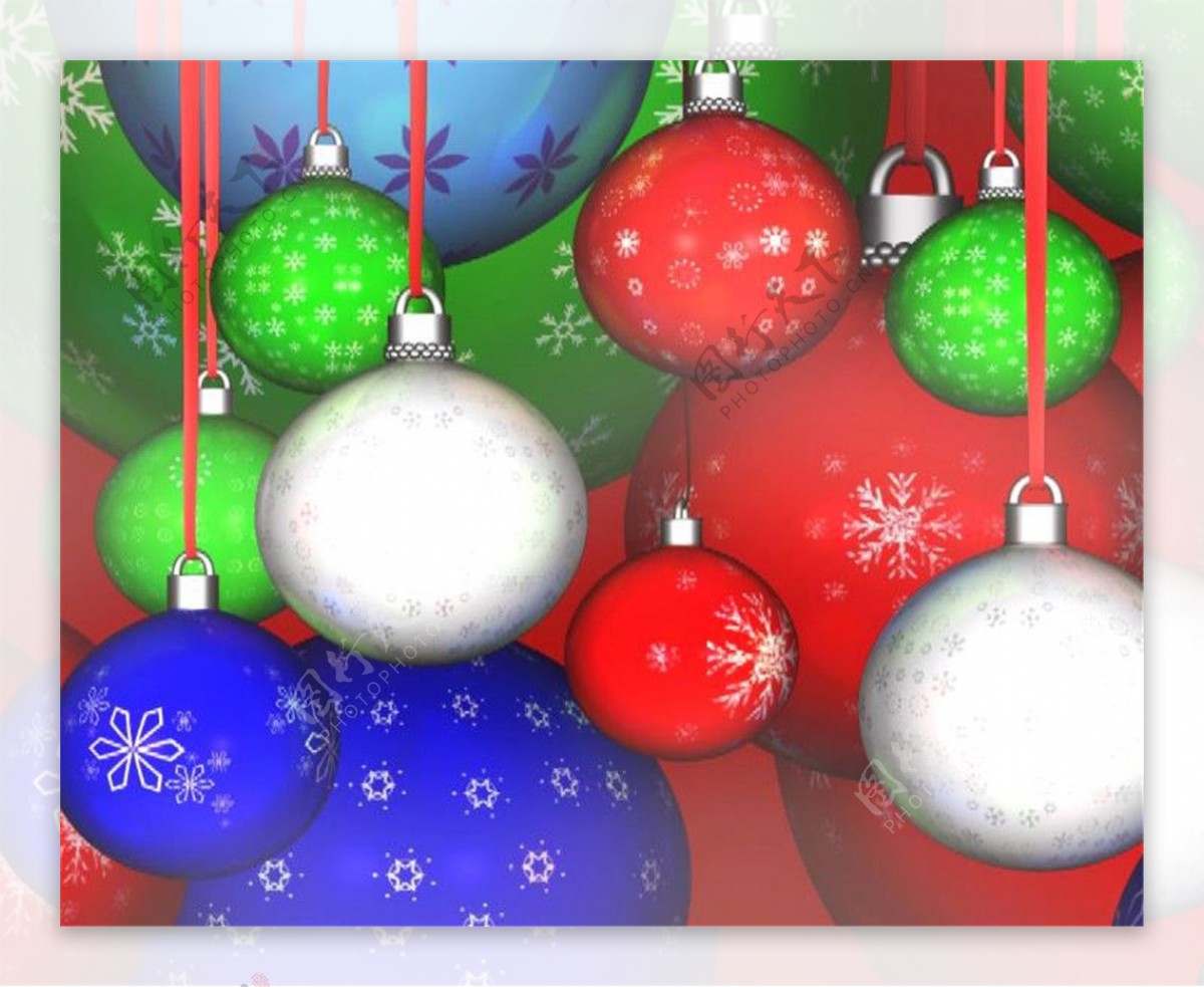 浪漫缤纷圣诞彩球装饰背景素材