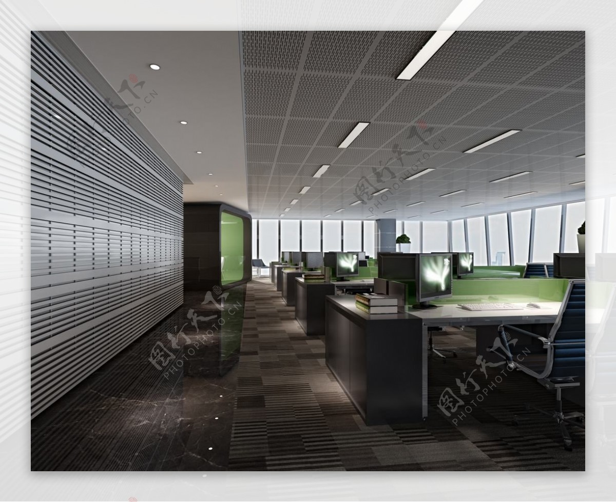 现代简约风格办公商业空间大厅效果图