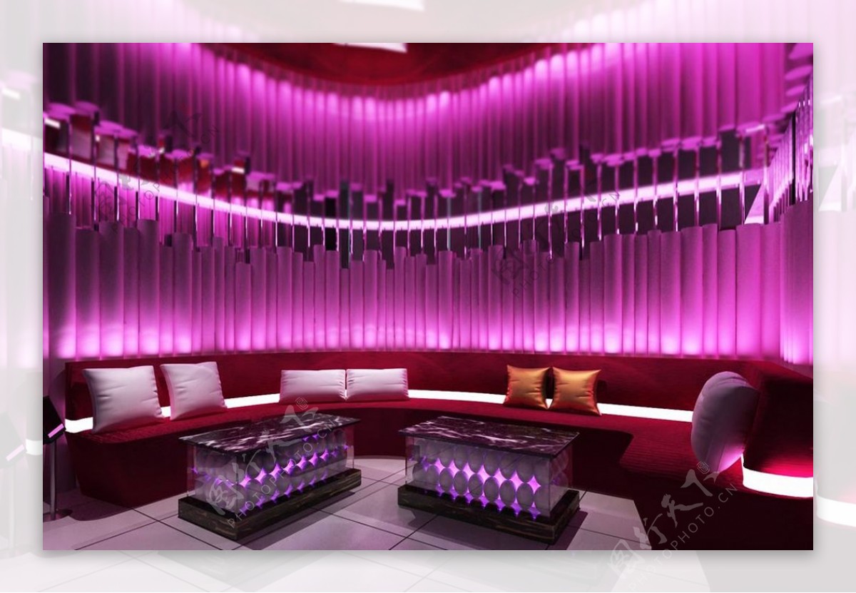 粉紫大气商业空间ktv包厢效果图设计图片