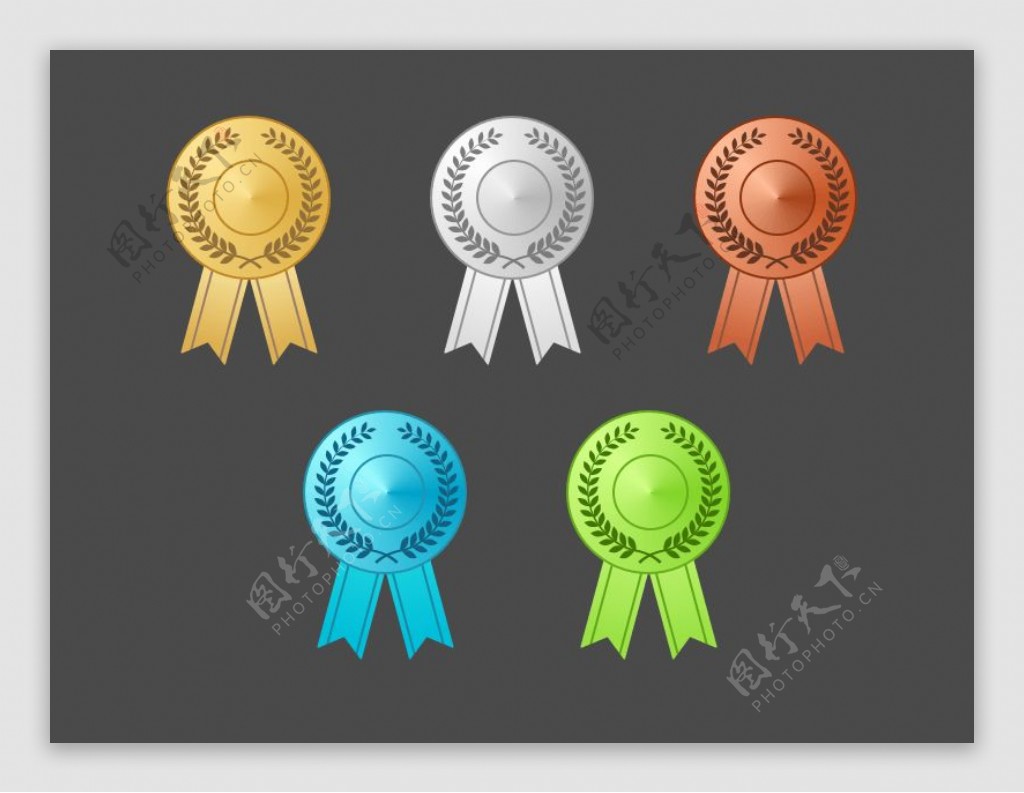 五种颜色奖牌icon图标Sketch素材