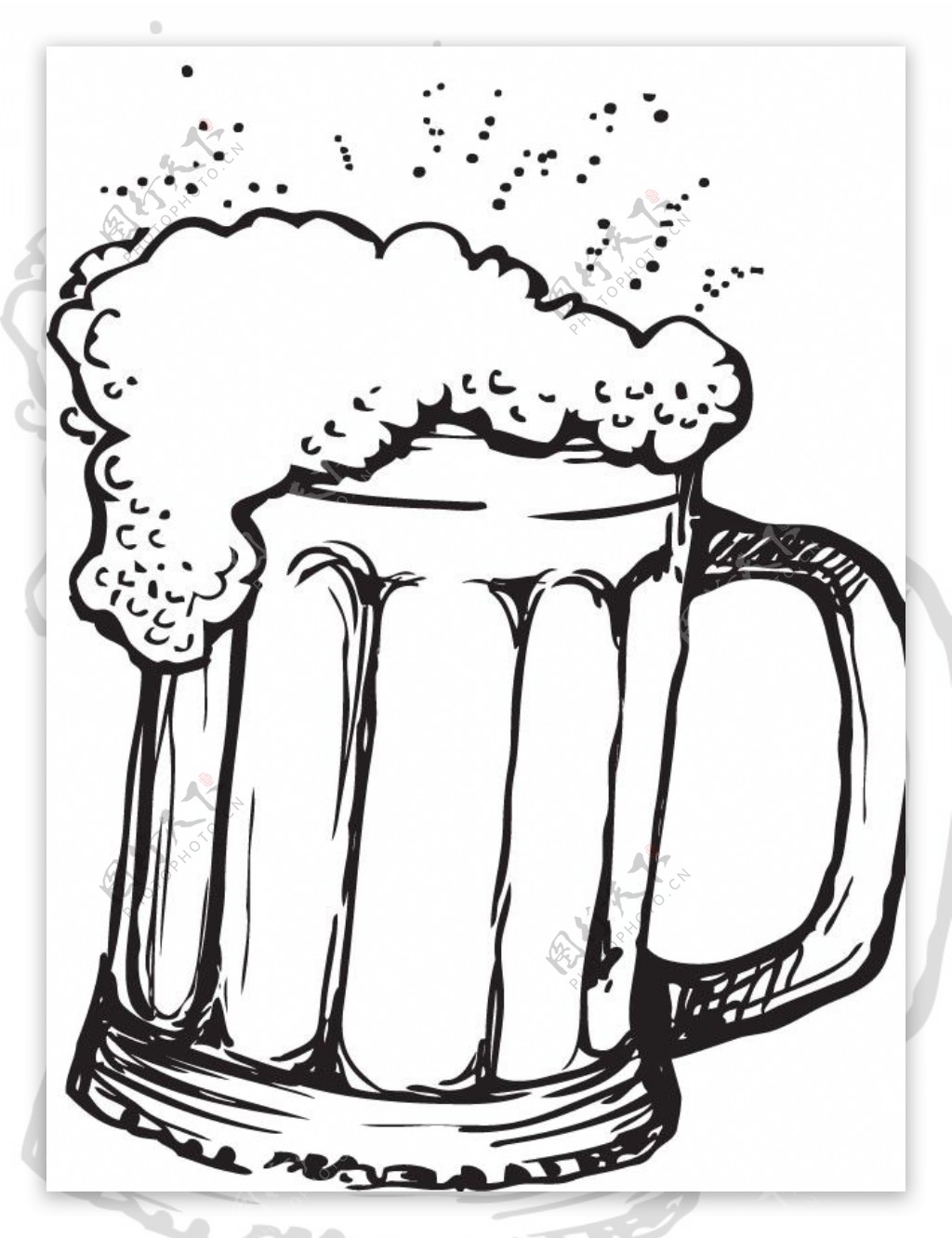 啤酒杯手绘元素图案