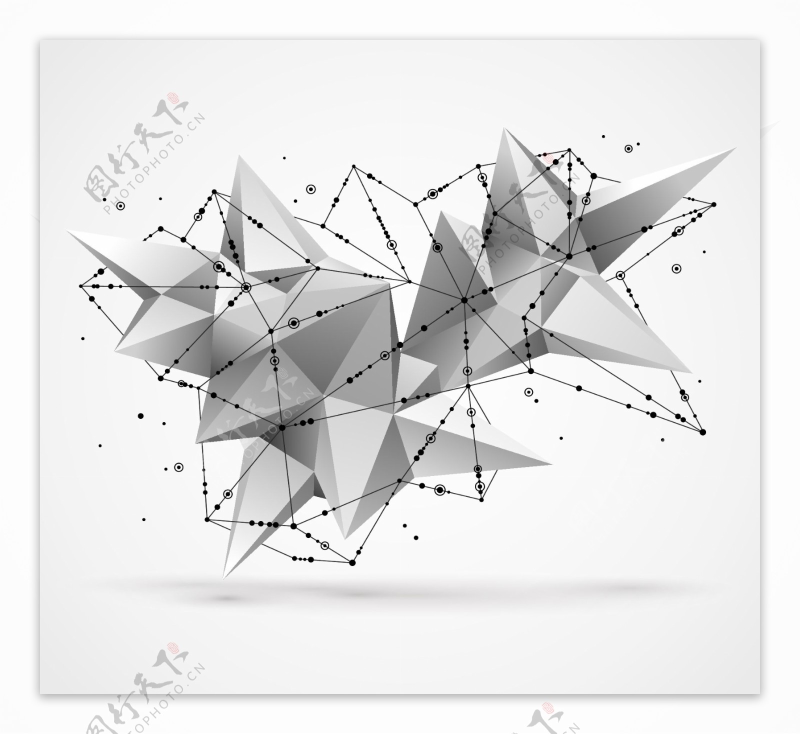 创意灰色多角几何图形素材