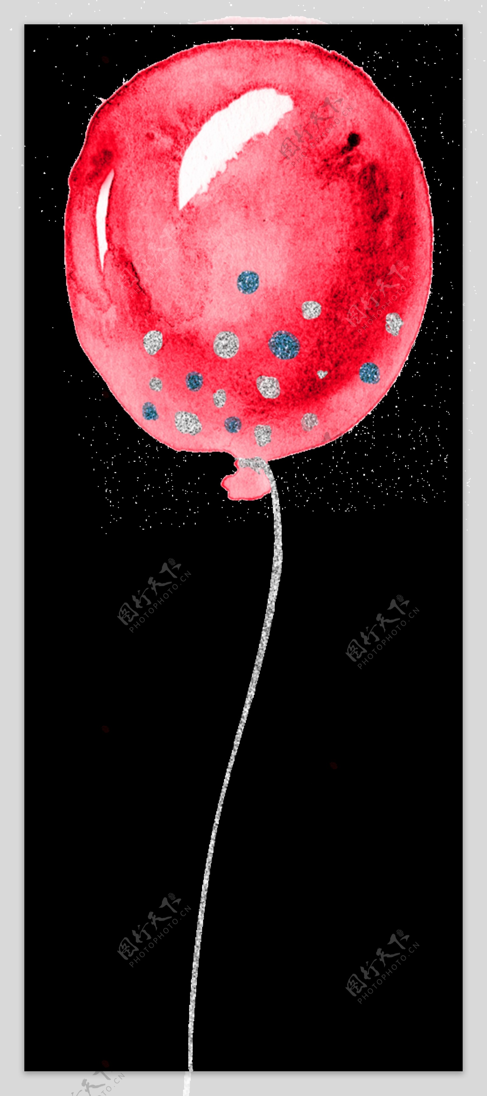 手绘红色氢气球透明装饰图案