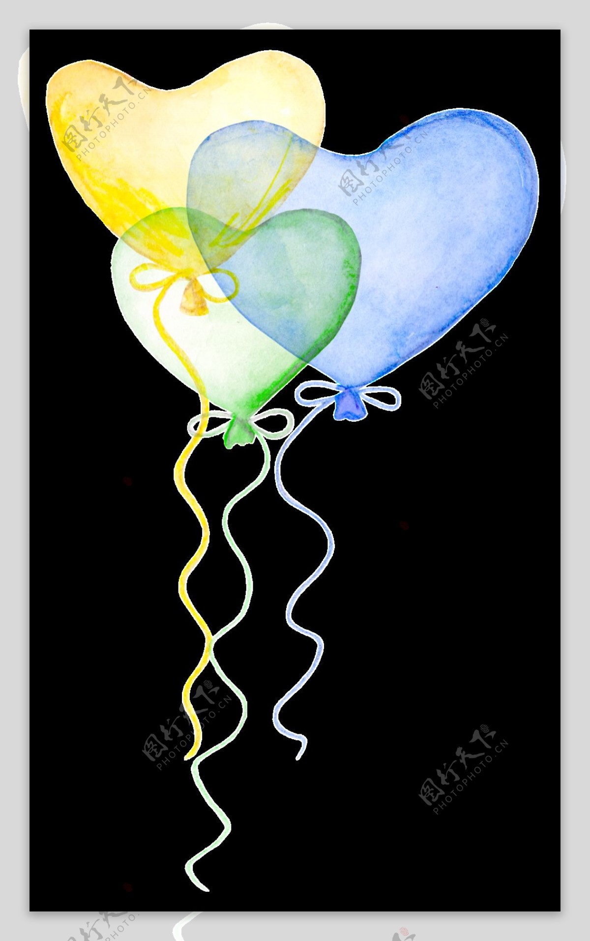 多彩气球透明装饰图案