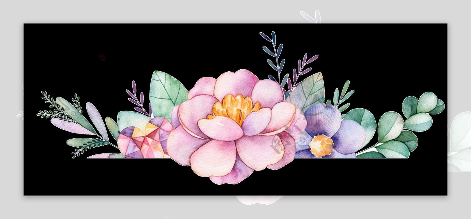 绚丽花卉透明装饰图案