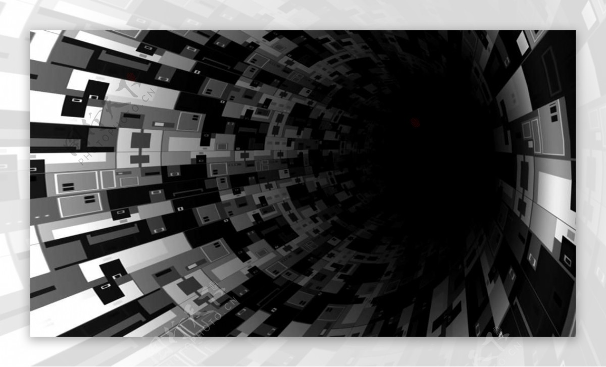 黑白风格机械科技隧道旋转