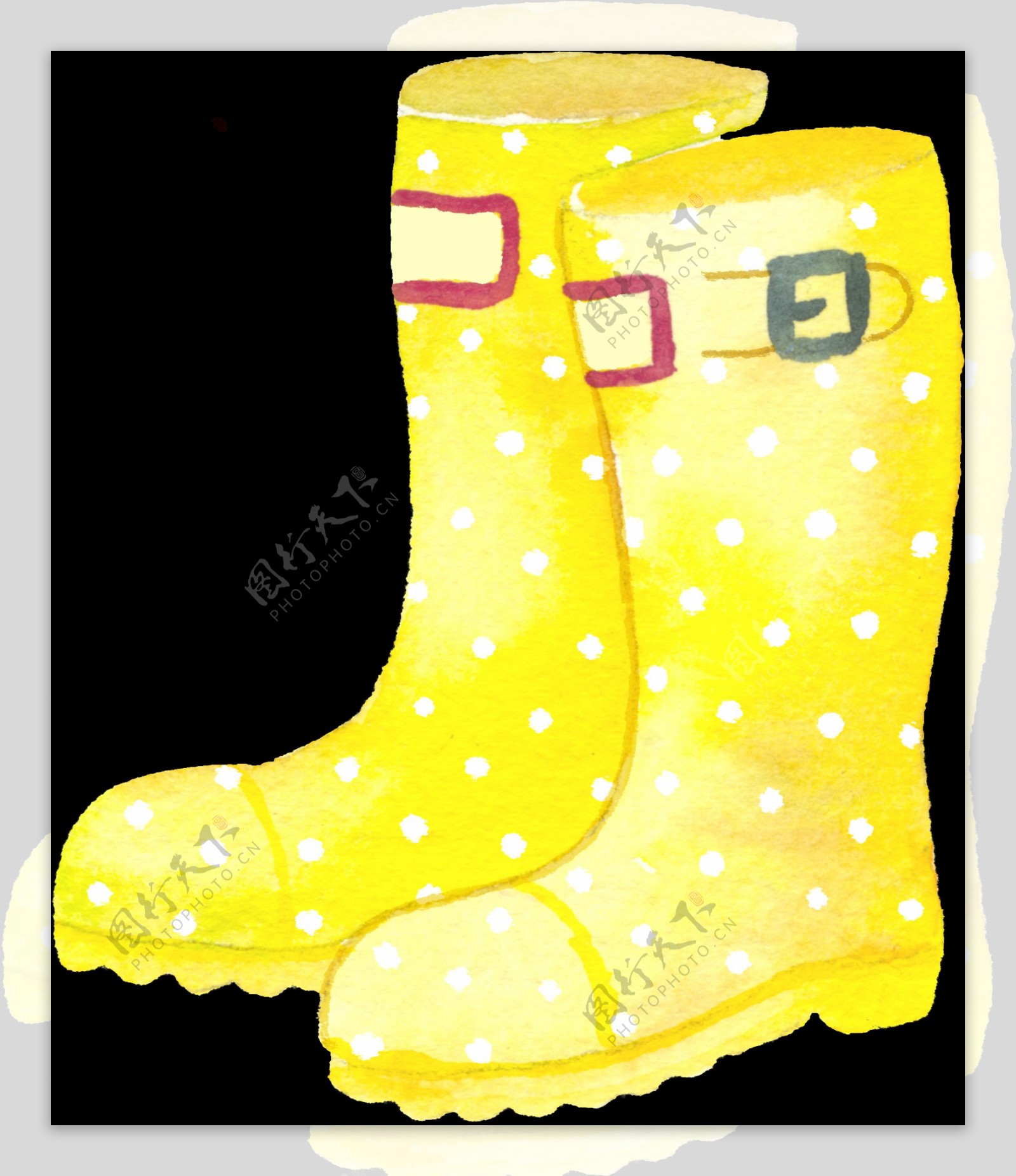 卡通可爱黄色雨靴透明素材