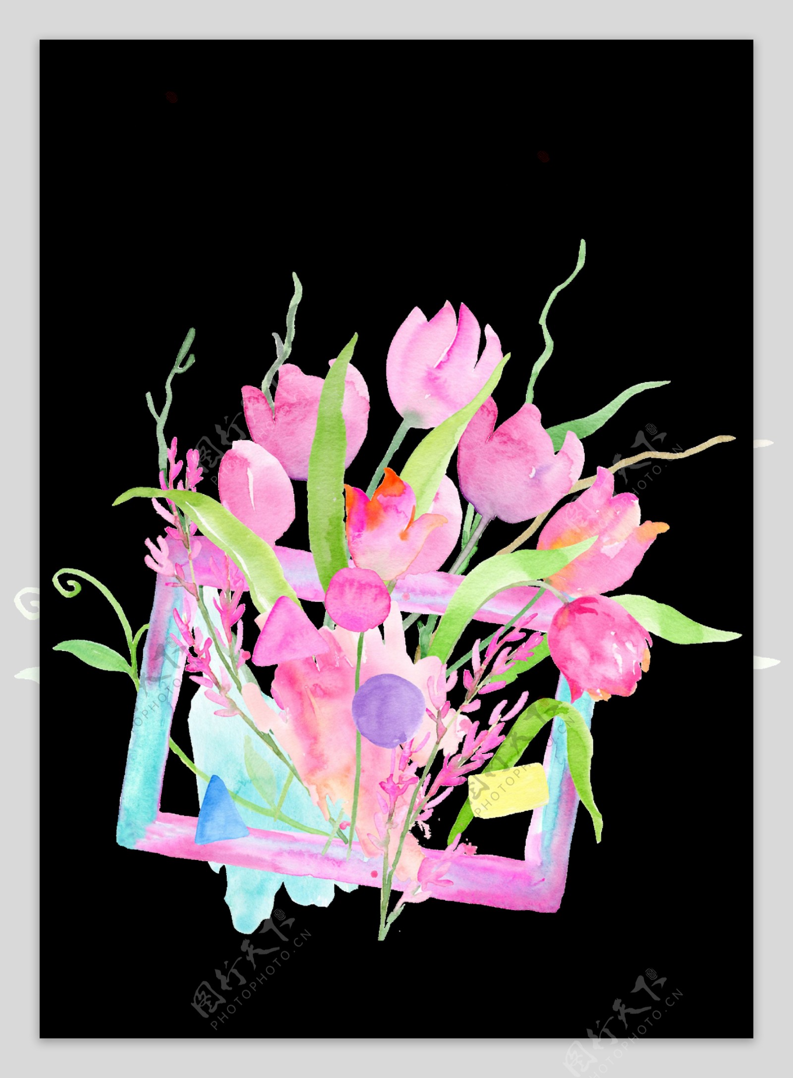 粉色系花卉透明素材