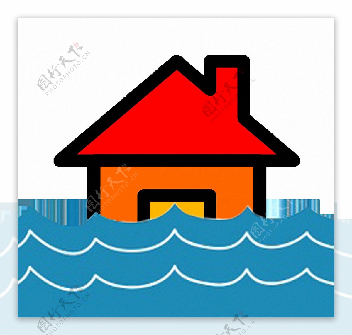 红房子洪水图标免抠png透明图层素材