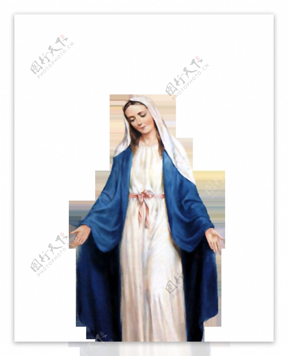 蓝色长衣圣母油画像免抠png透明素材