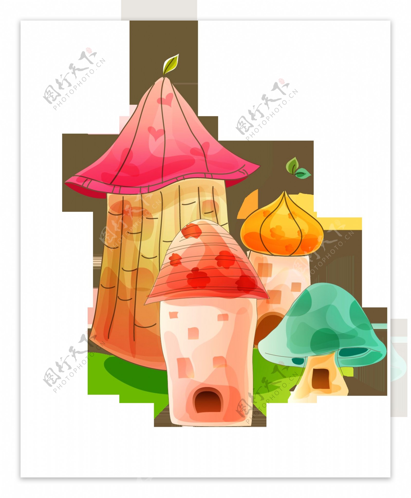 卡通蘑菇城堡图案素材