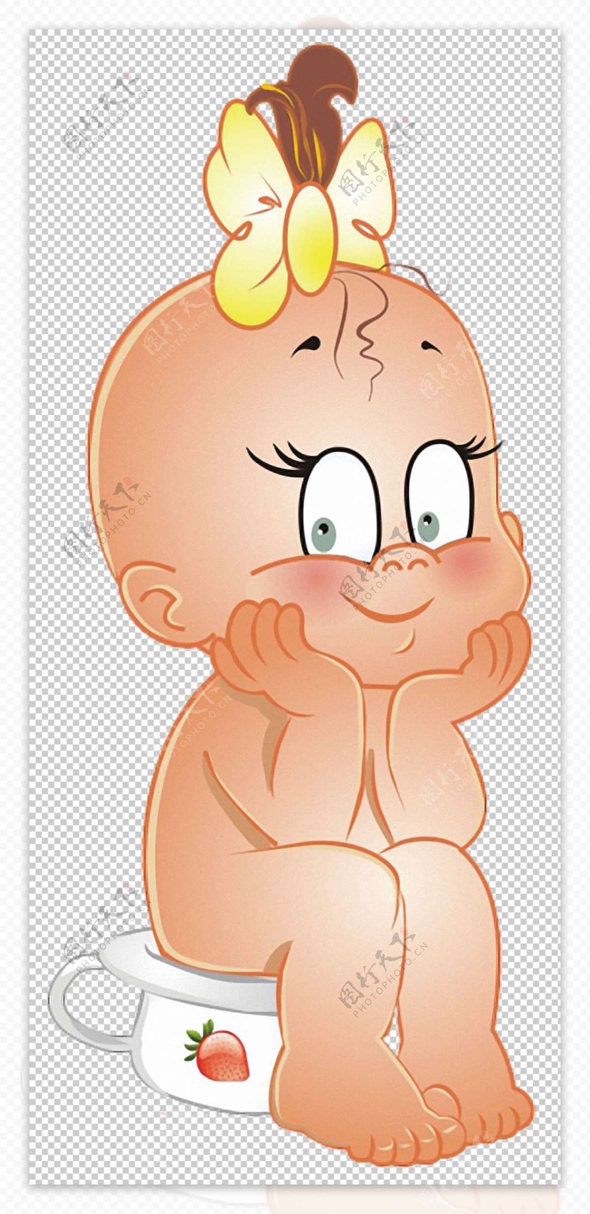 可爱裸体卡通婴儿免抠png透明图层素材