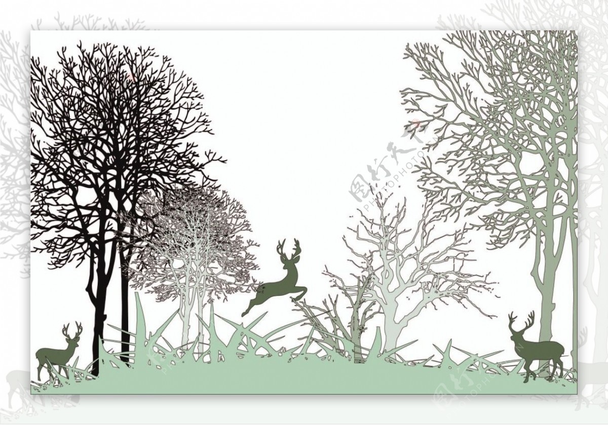 森林鹿装饰图案设计