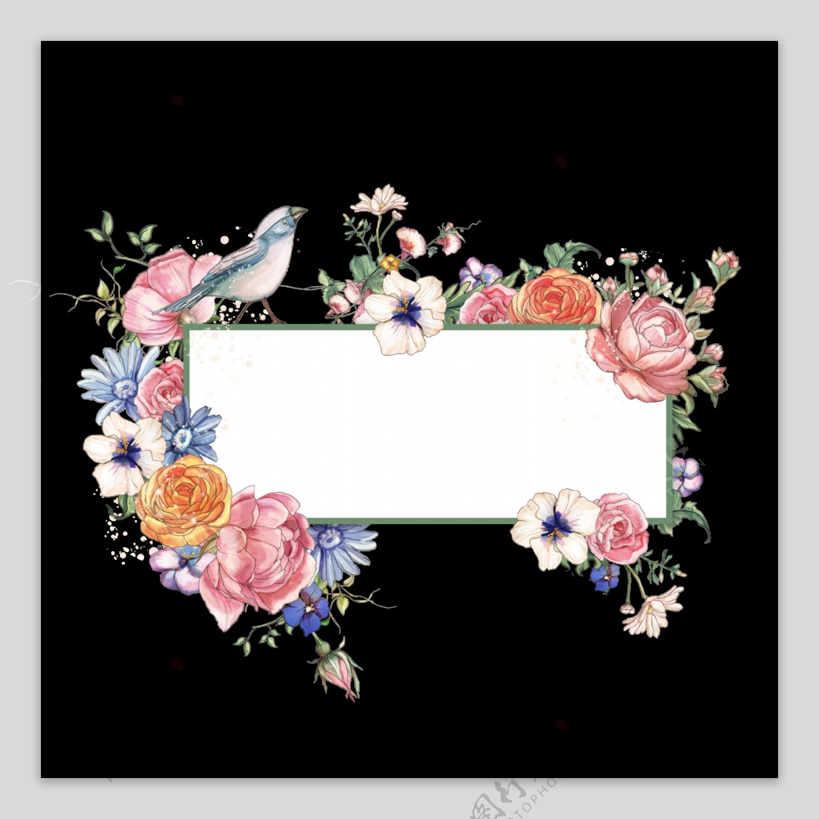 手绘花团锦簇装饰图案