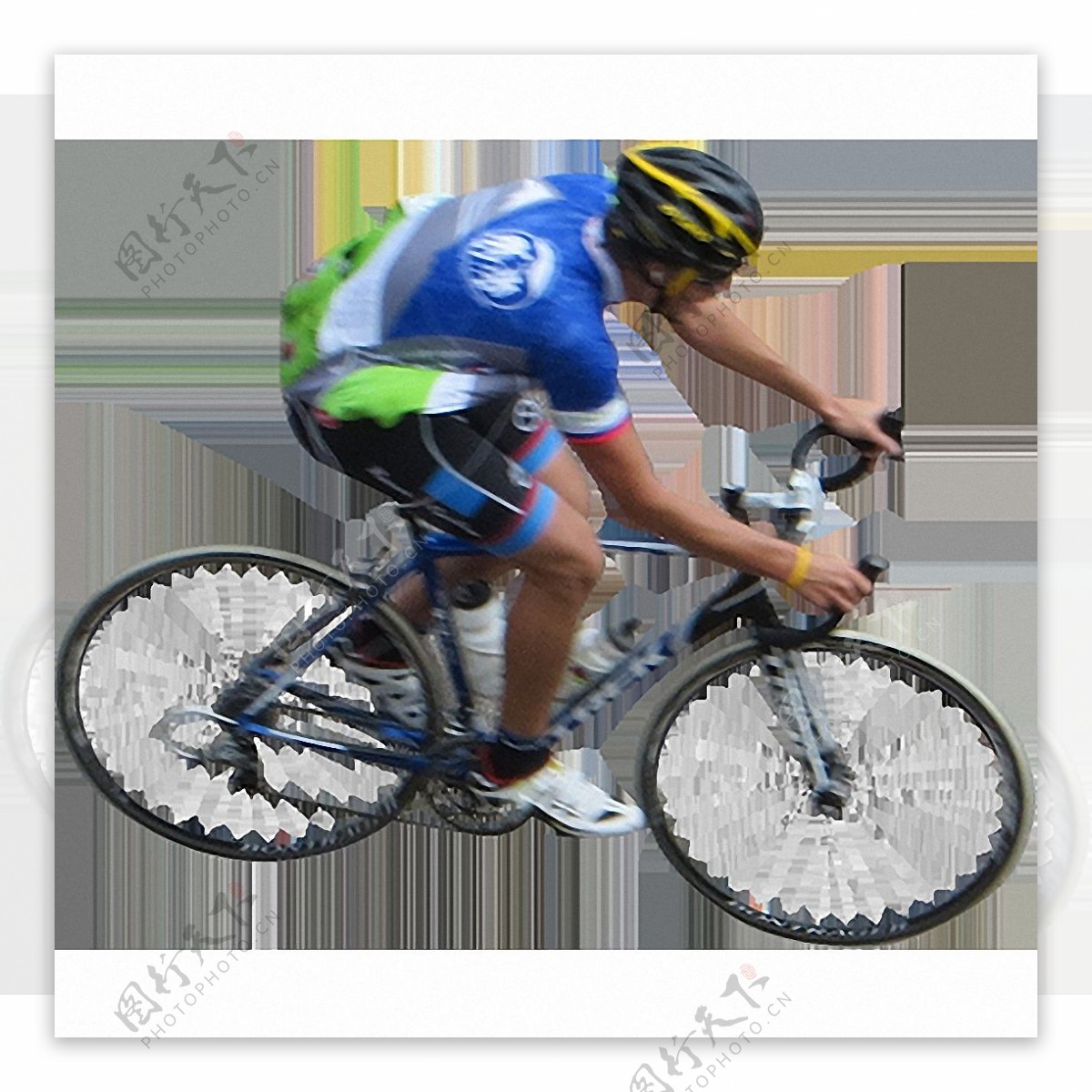 蓝色自行车运动员免抠png透明图层素材