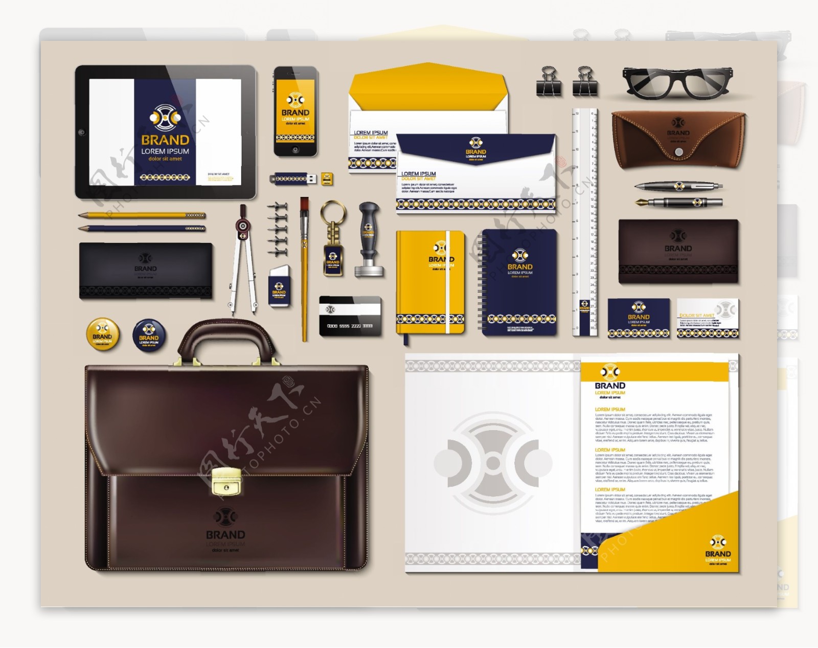 黄色设计商务文具