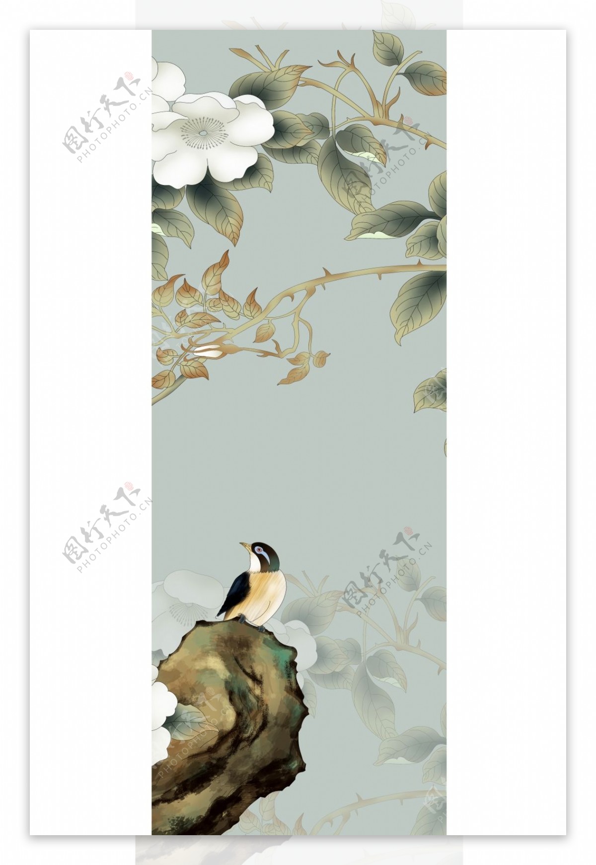 手绘中国风动物小鸟花朵装饰画