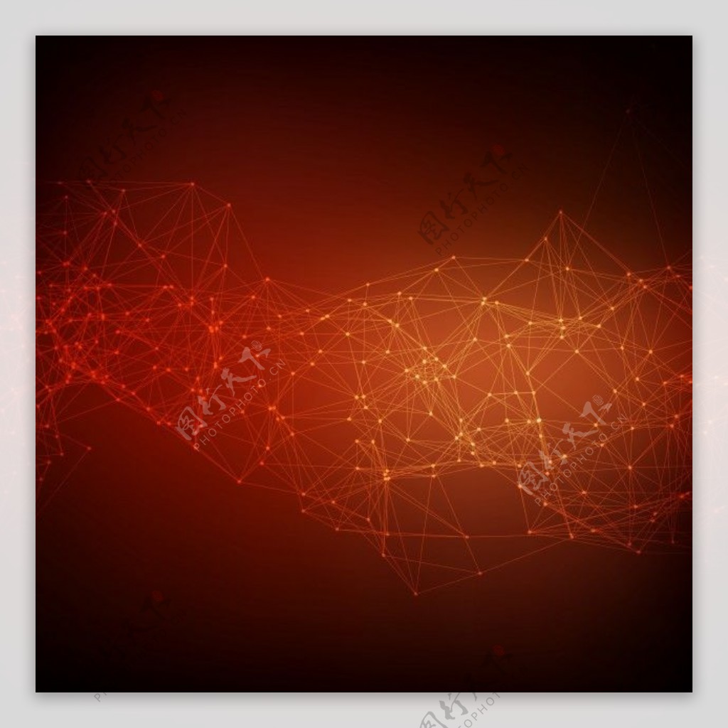 抽象红色网格背景矢量混乱的连接点和多边形空间飞行飞行的碎片未来技术风格卡直线点圆和平面未来的设计