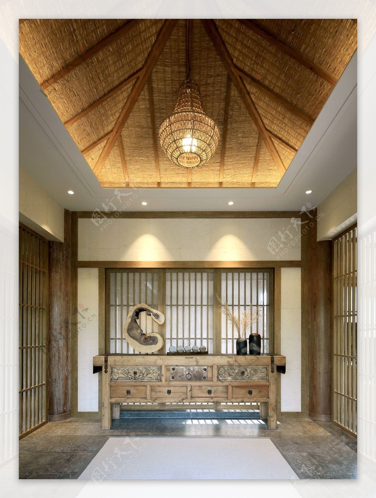 日式风室内设计客厅效果图JPG源文件