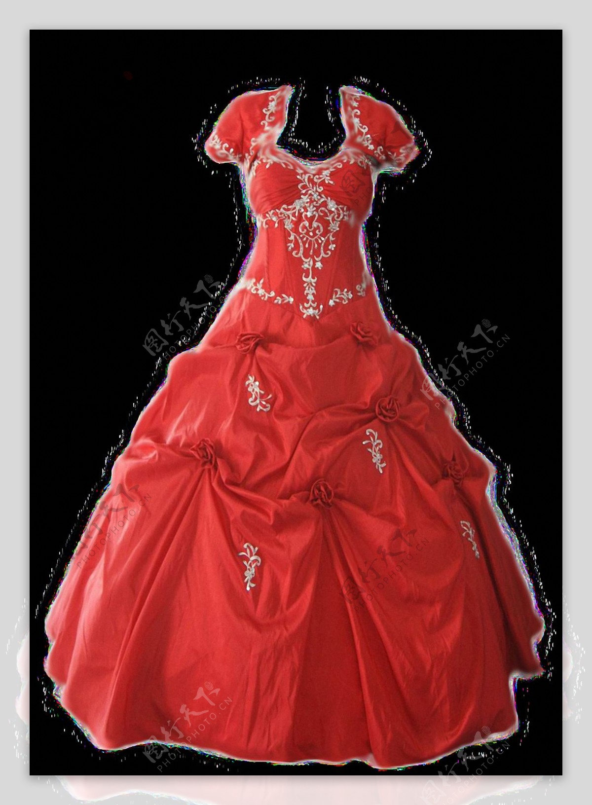 红色豪华连衣裙免抠png透明图层素材