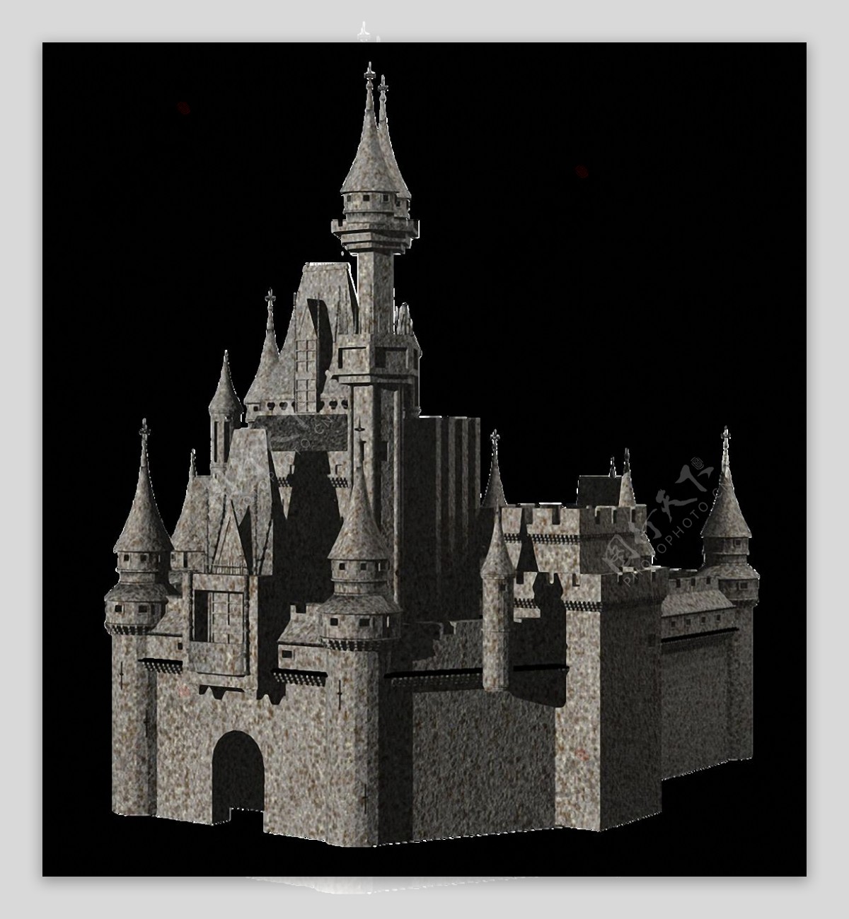 灰色3d城堡免抠png透明图层素材