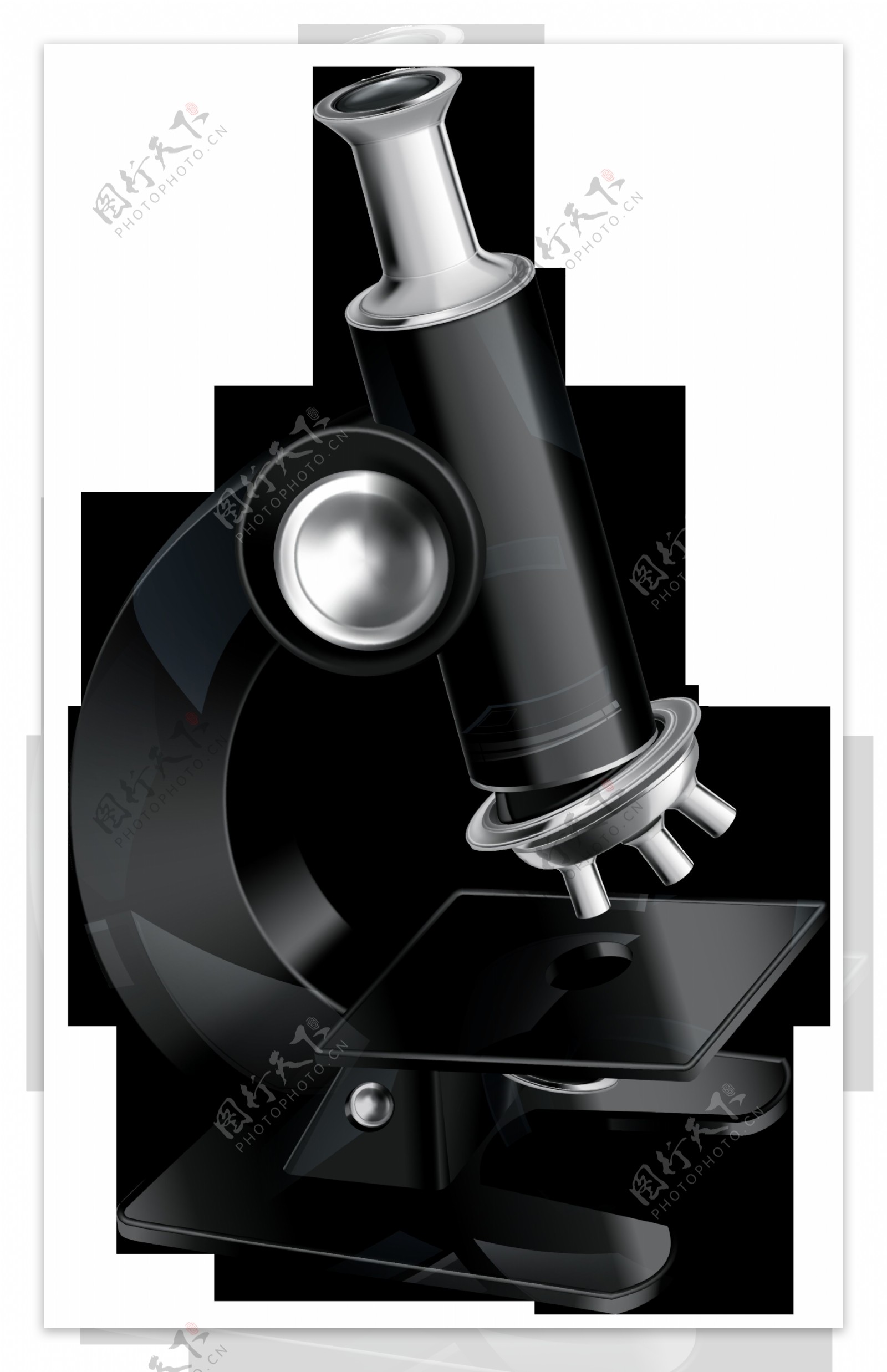 手绘黑色显微镜免抠png透明图层素材