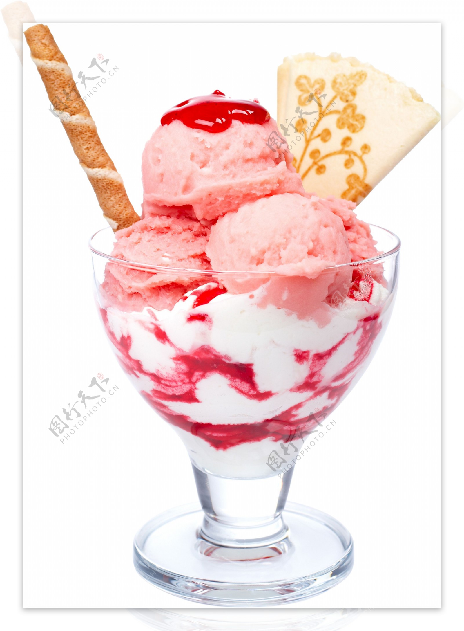 红色奶油冰淇淋免抠png透明图层素材