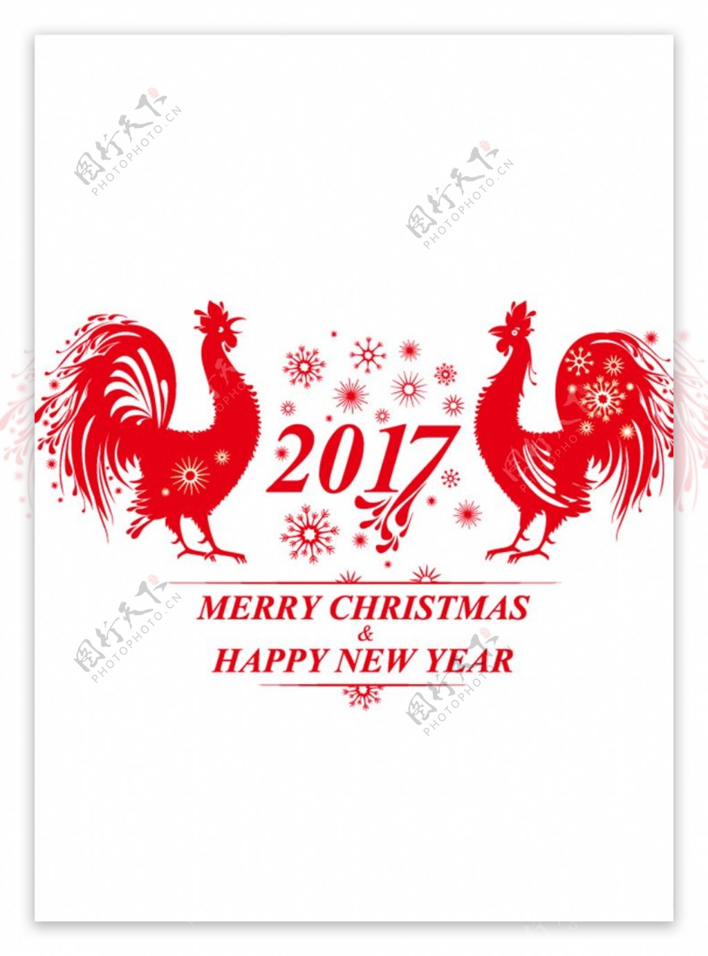 红色大公鸡新年背景矢量素材