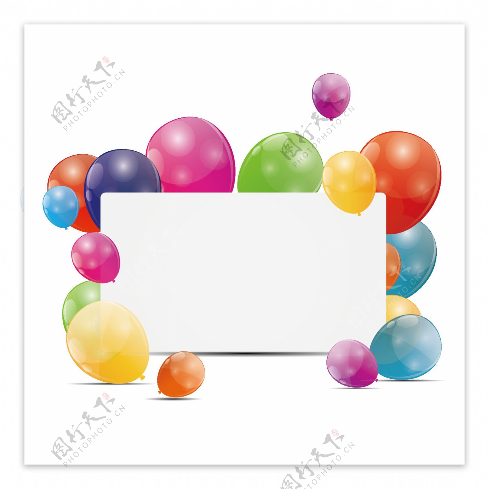 彩色气球边框留言板png元素素材