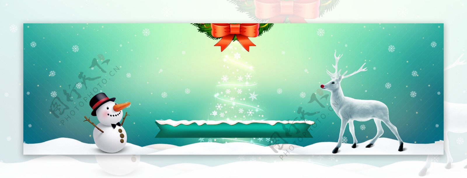 麋鹿圣诞树banner背景素材
