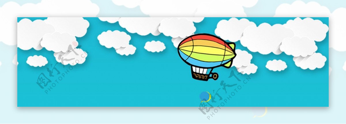 卡通云朵热气球背景
