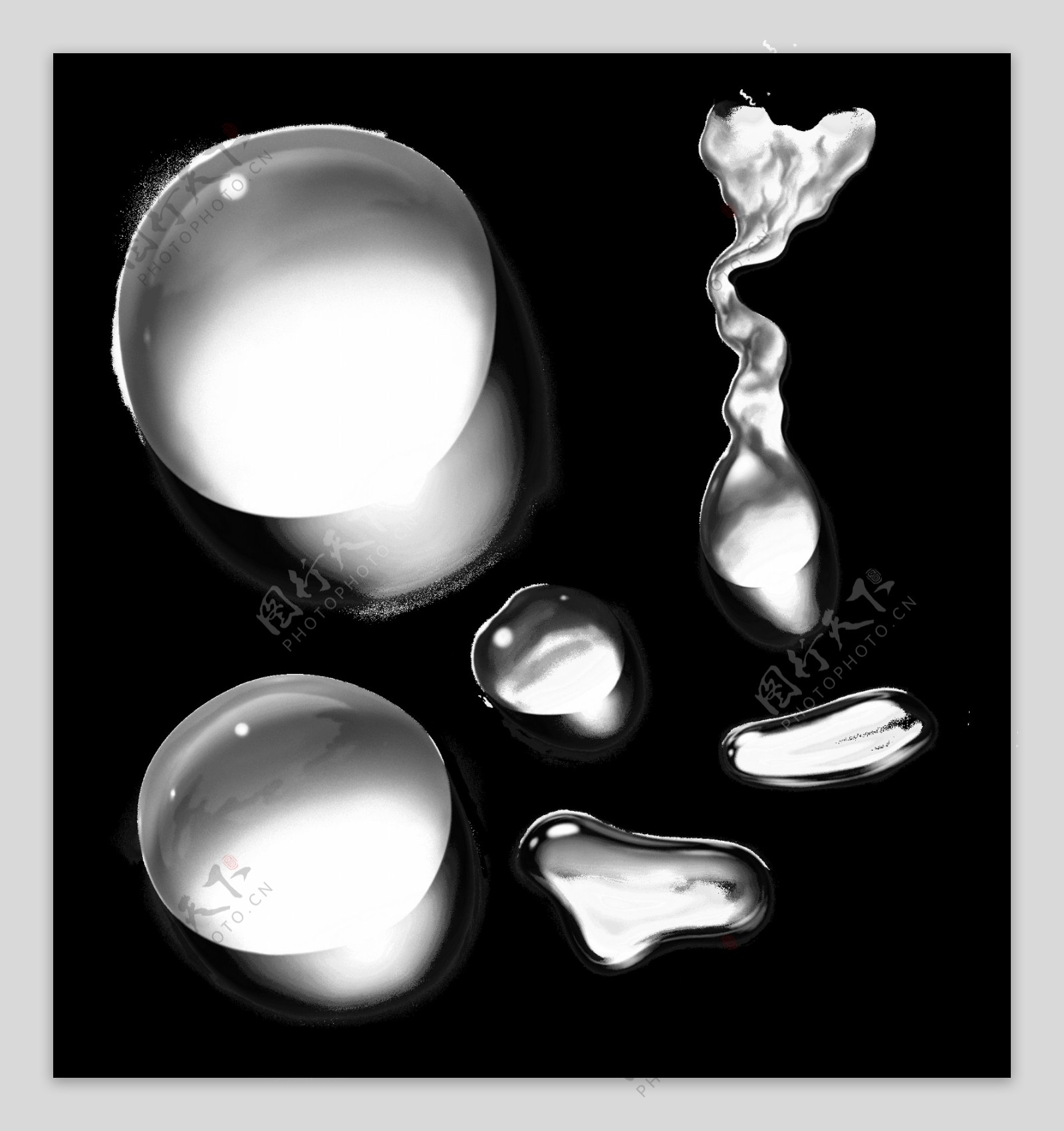不同形状水珠免抠png透明图层素材