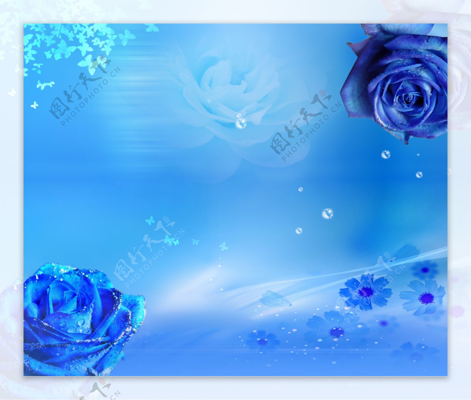 蓝色玫瑰装饰画素材
