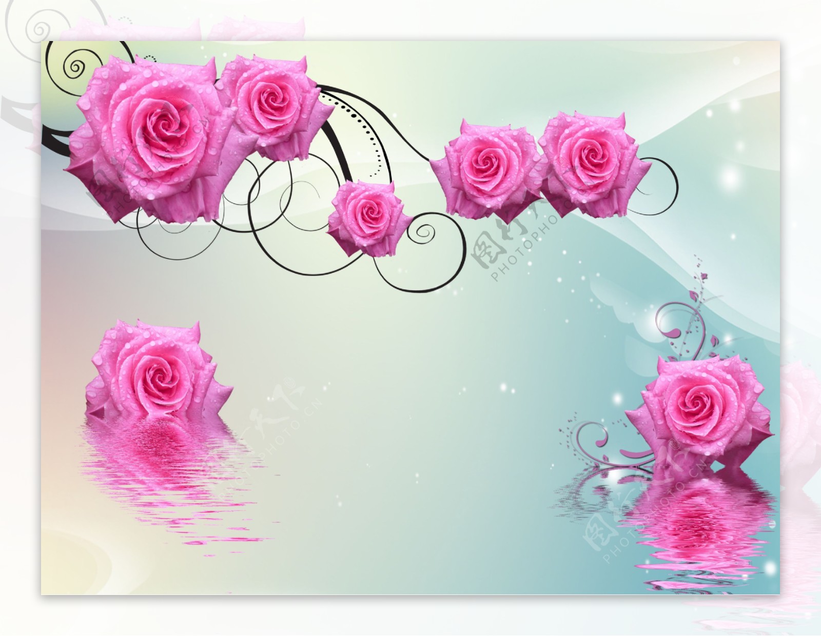 粉色玫瑰装饰画效果图