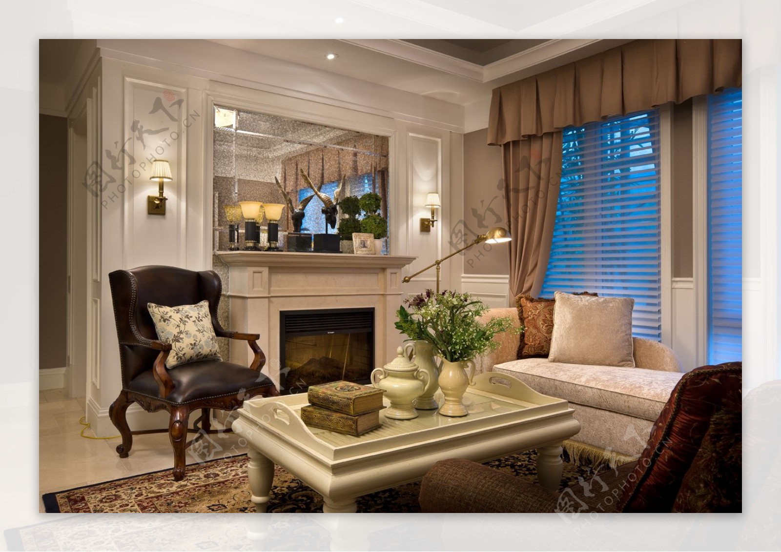 美式风格白净客厅飘窗柜子装修效果图-房天下装修效果图