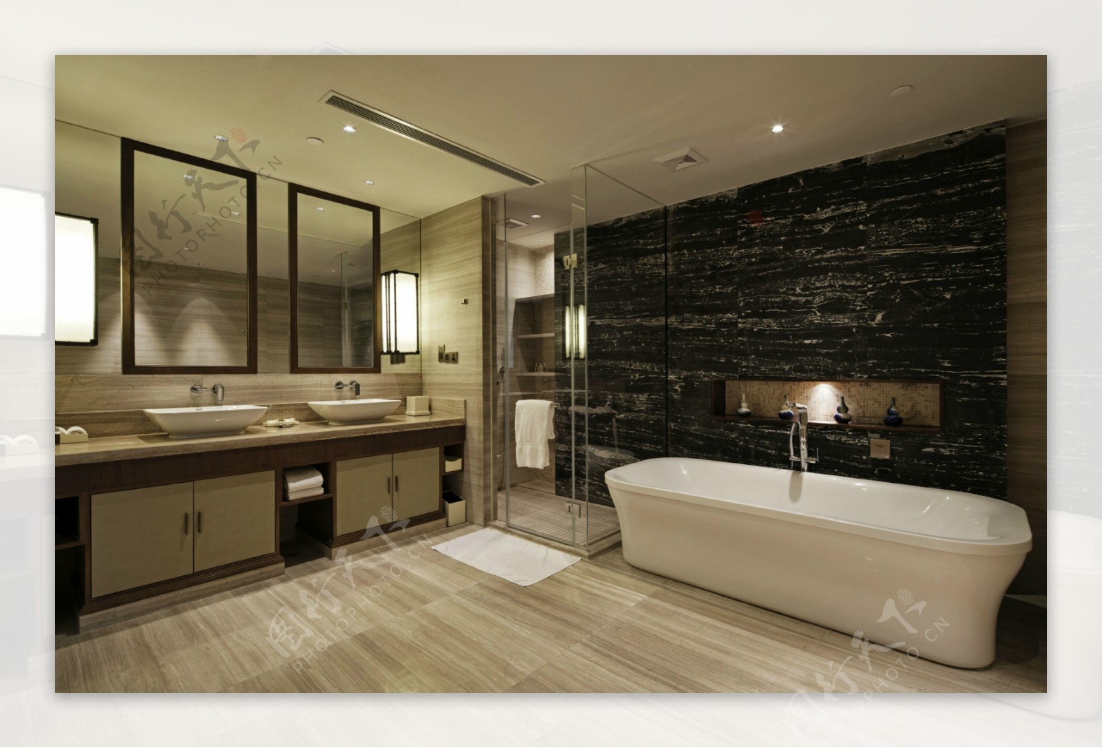 中式时尚室内卫生间浴缸效果图