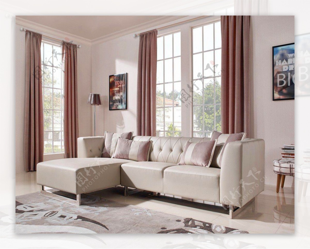 100平方小户型现代简约客厅布艺沙发装修