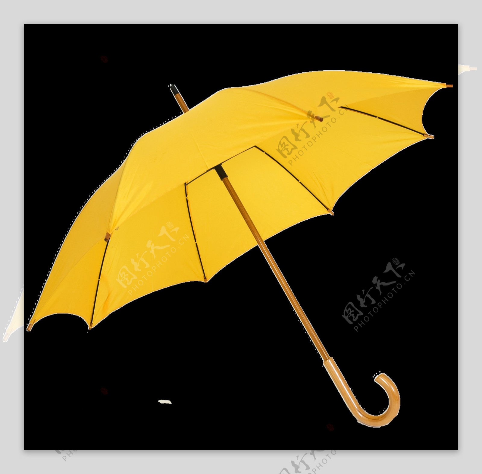 黄色时尚雨伞免抠png透明素材