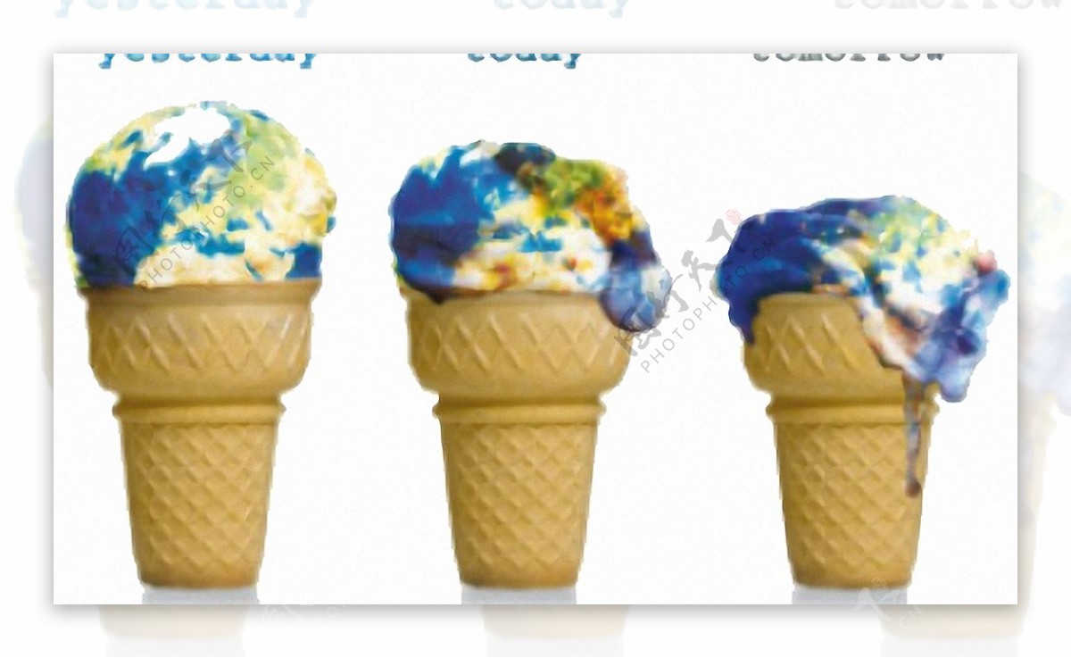 地球变暖冰淇淋创意图免抠png透明素材