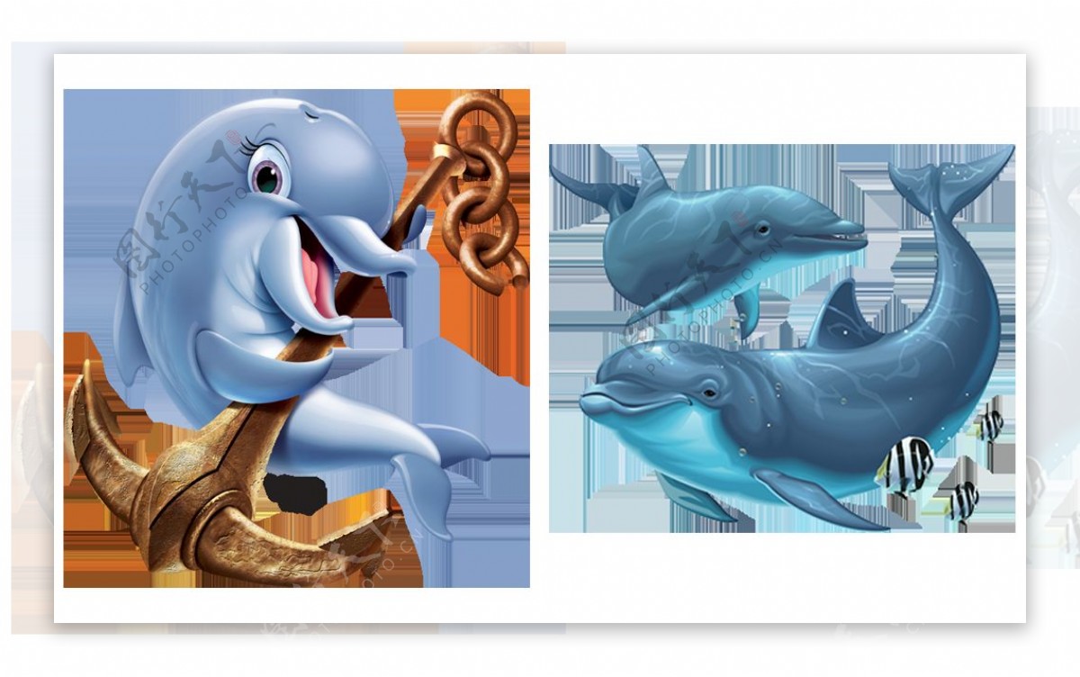 漂亮手绘蓝色海豚免抠png透明图层素材