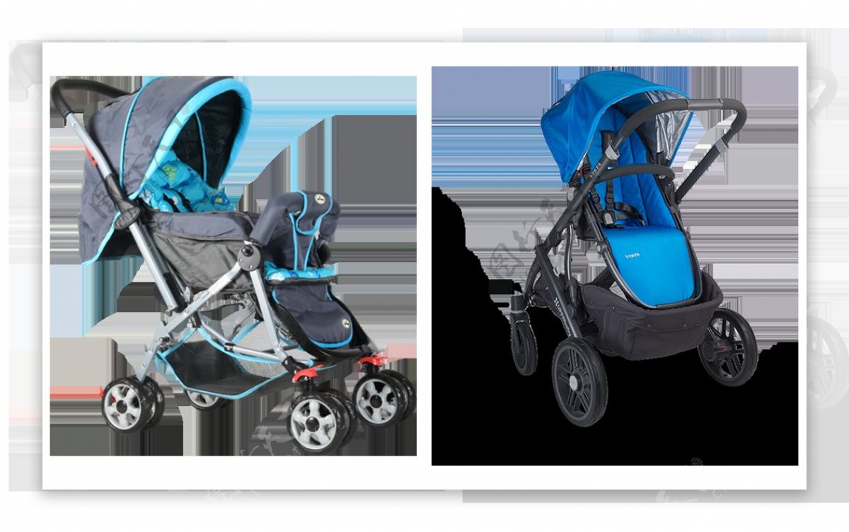 蓝色小婴儿车免抠png透明图层素材