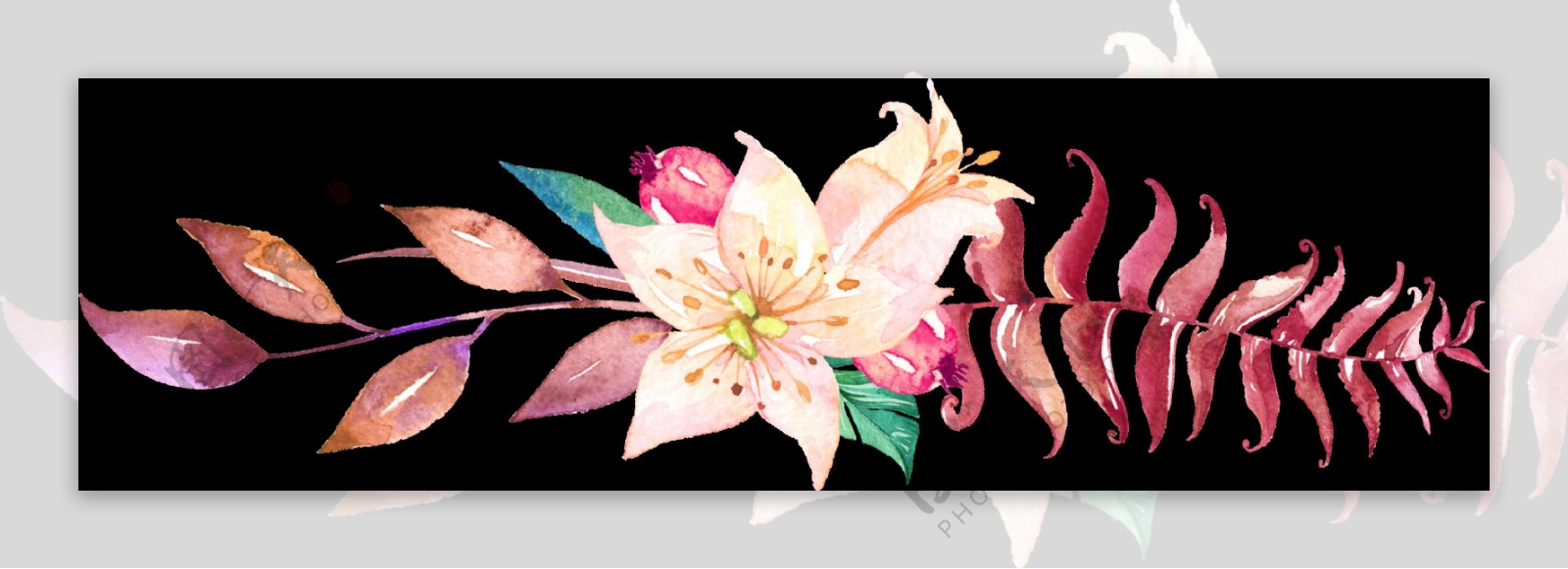 精美婚礼卡片装饰花卉透明素材