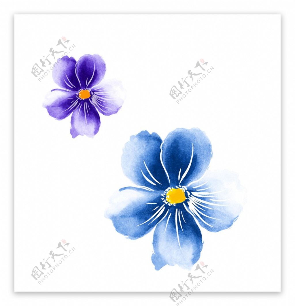 紫色花朵蓝色花朵素材